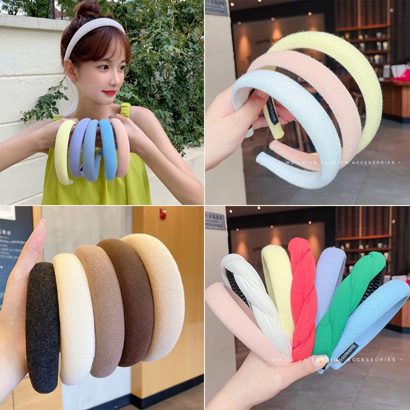 Băng Đô Cài Tóc Bản Rộng Màu Sắc Tươi Sáng Phong Cách Hàn Quốc Thời Trang