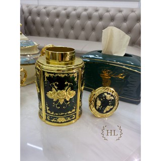 Hộp chè Hoàng Gia ( Hàng Thủ Công - Lõi nhựa) | LỌ ĐỰNG TRÀ HỢP KIM HOA VĂN TÂN CỔ ĐIỂN | LỌ ĐỰNG CHÈ TÂN CỔ ĐIỂN