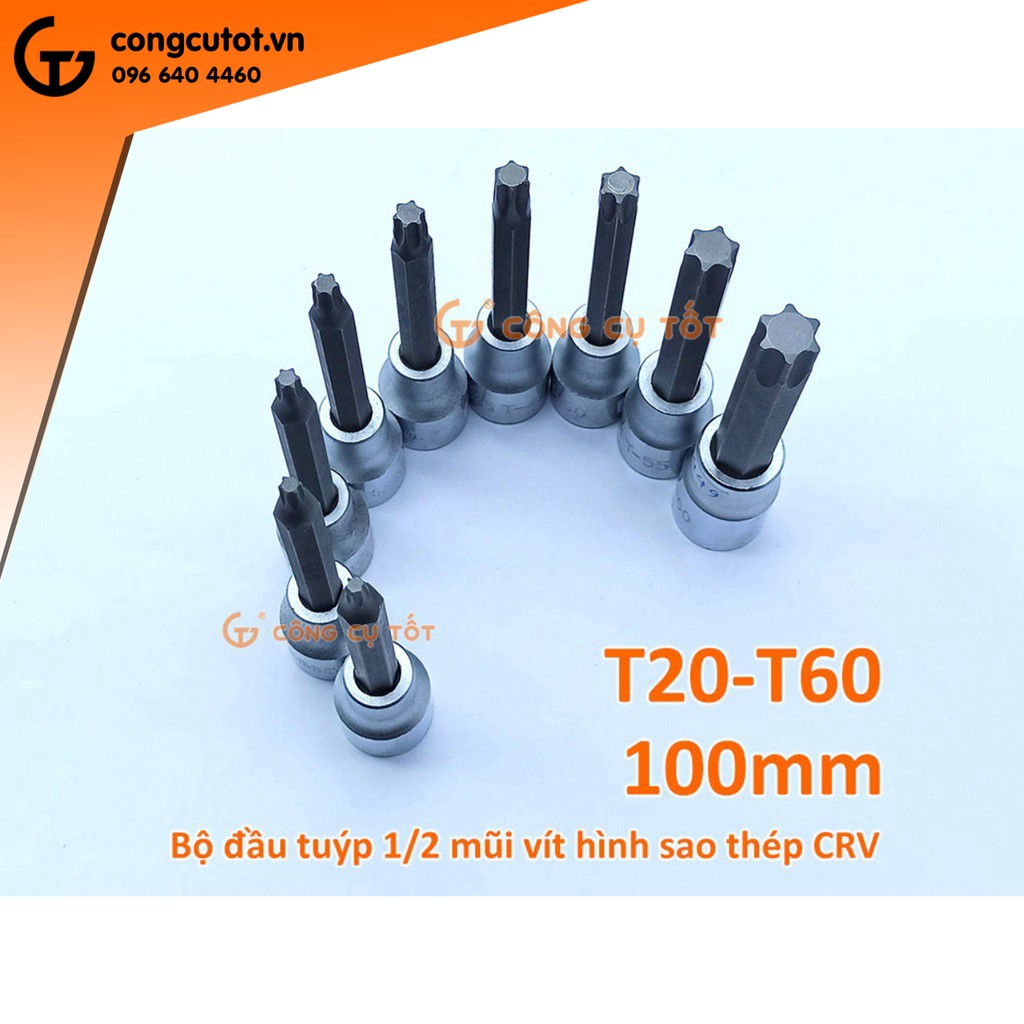 Đầu tuýp 1/2 mũi vít hình sao thép CrV