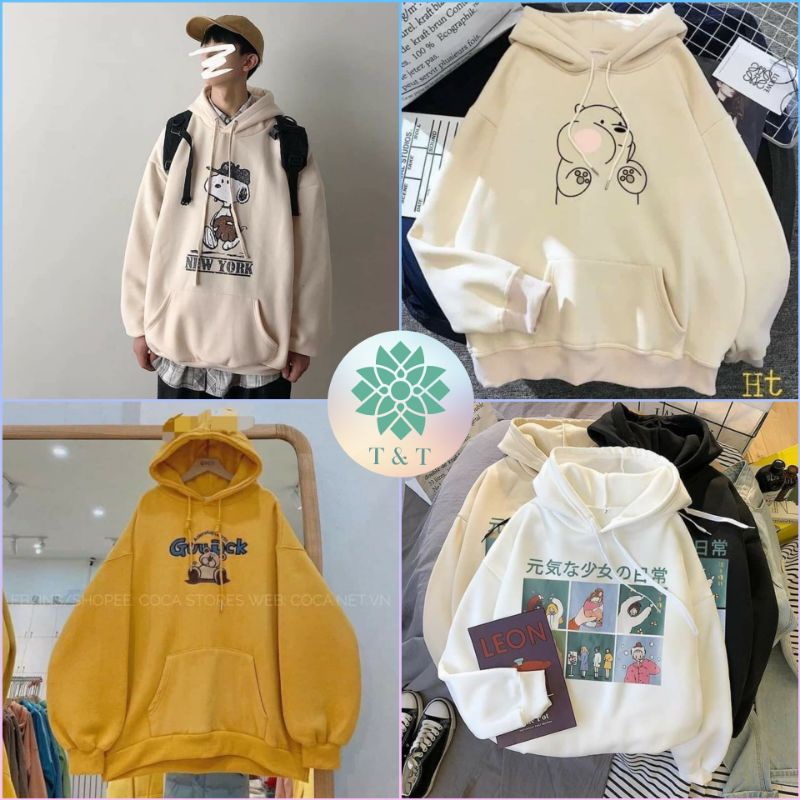 [Rẻ vô địch] Áo hoodie nỉ bông form rộng nhiều hình cute dễ thương 60kg vừa | BigBuy360 - bigbuy360.vn