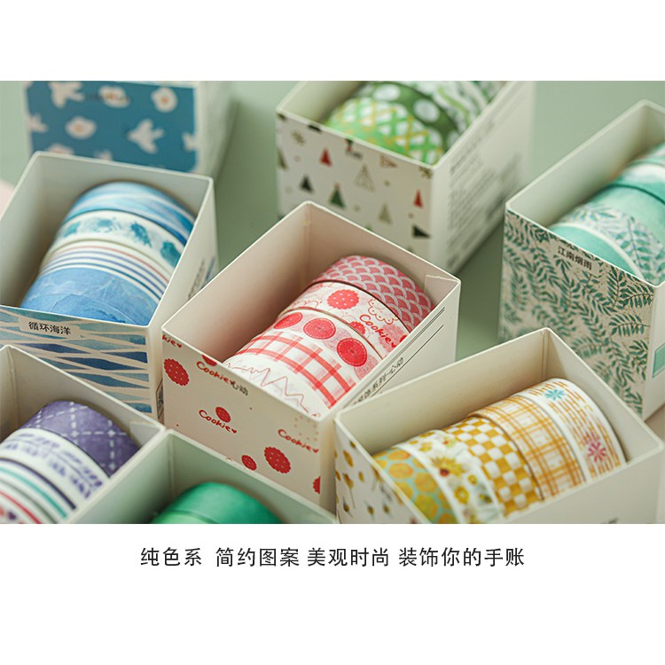 Bộ 5 cuộn băng keo giấy washi tape sáng tạo trang trí nhật ký/album M251