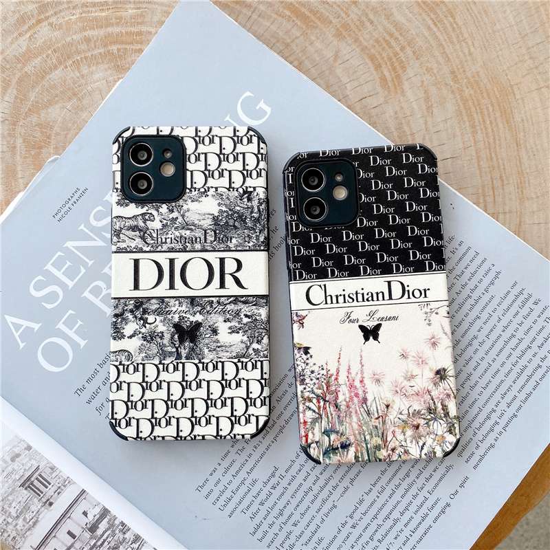 Ốp điện thoại da in logo Dior sang trọng thích hợp cho iphone 7 8 plus x xr xs max 11 pro max se 12 13 pro max