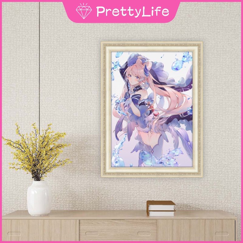 Bộ tranh đính đá 5D tự làm hình Lumine Genshin Impact Barbara trang trí nhà cửa 30x40cm/40x50cm
