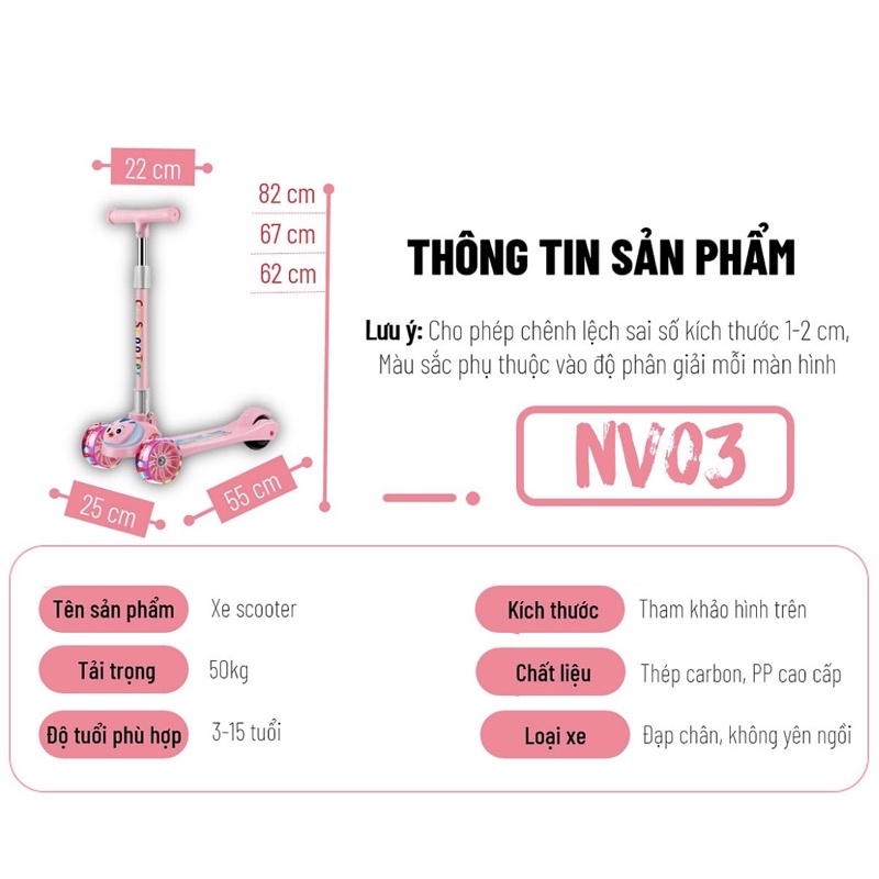 Xe SCOOTER - SCOOTER Trẻ Em Cao Cấp Có Bánh Phát Sáng và Phát Nhạc Cho Bé Thỏa Sức Vân Động