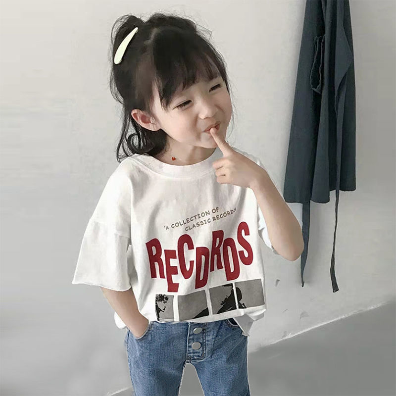 Fashion children's new Korean girl pure cotton short-sleeved T-shirt