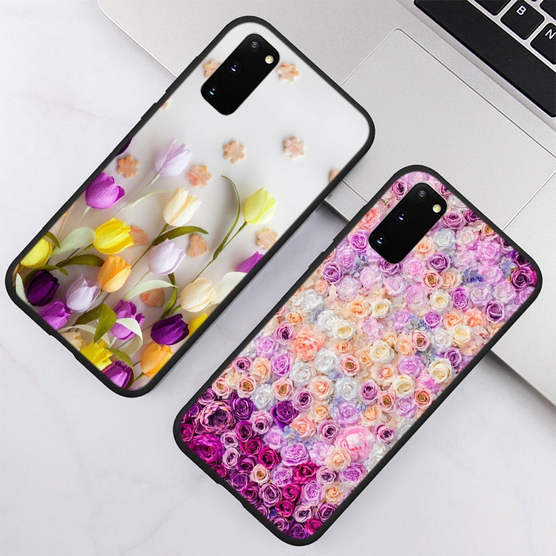 Ốp Điện Thoại Dẻo Họa Tiết Hoa Hồng Tím Xinh Xắn Cho Samsung Galaxy S21S S21 Ultra Plus Fe A72 A32 A22 YE68