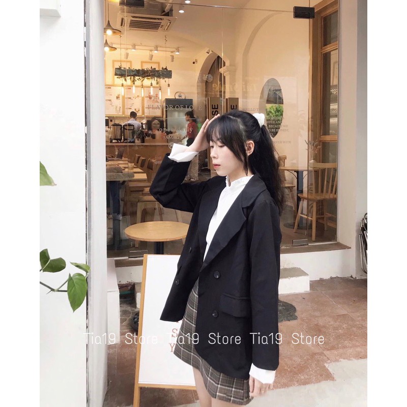 Áo blazer 2 lớp ulzzang Tia19 . Áo khoác vest dáng dài hàn ( Ảnh thật) | BigBuy360 - bigbuy360.vn