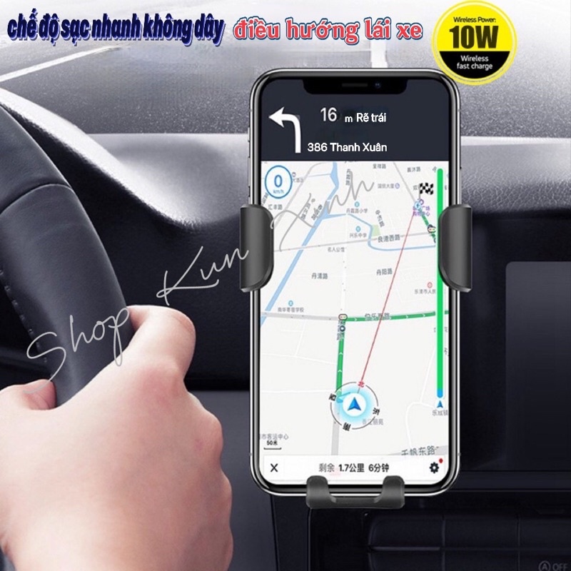 Giá đỡ điện thoại kiêm đế sạc nhanh không dây cảm biến trọng lực chuyên dùng cho Ô tô - Sạc Không Dây