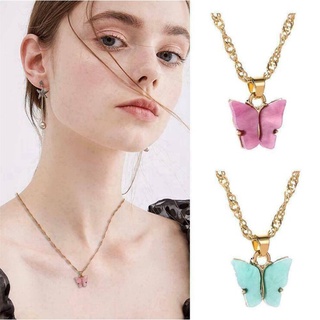 Dây Chuyền Hình Bướm Bằng Acrylic Nhiều Màu Sắc Ngọt Ngào Phong Cách Hàn Quốc Cho Nữ