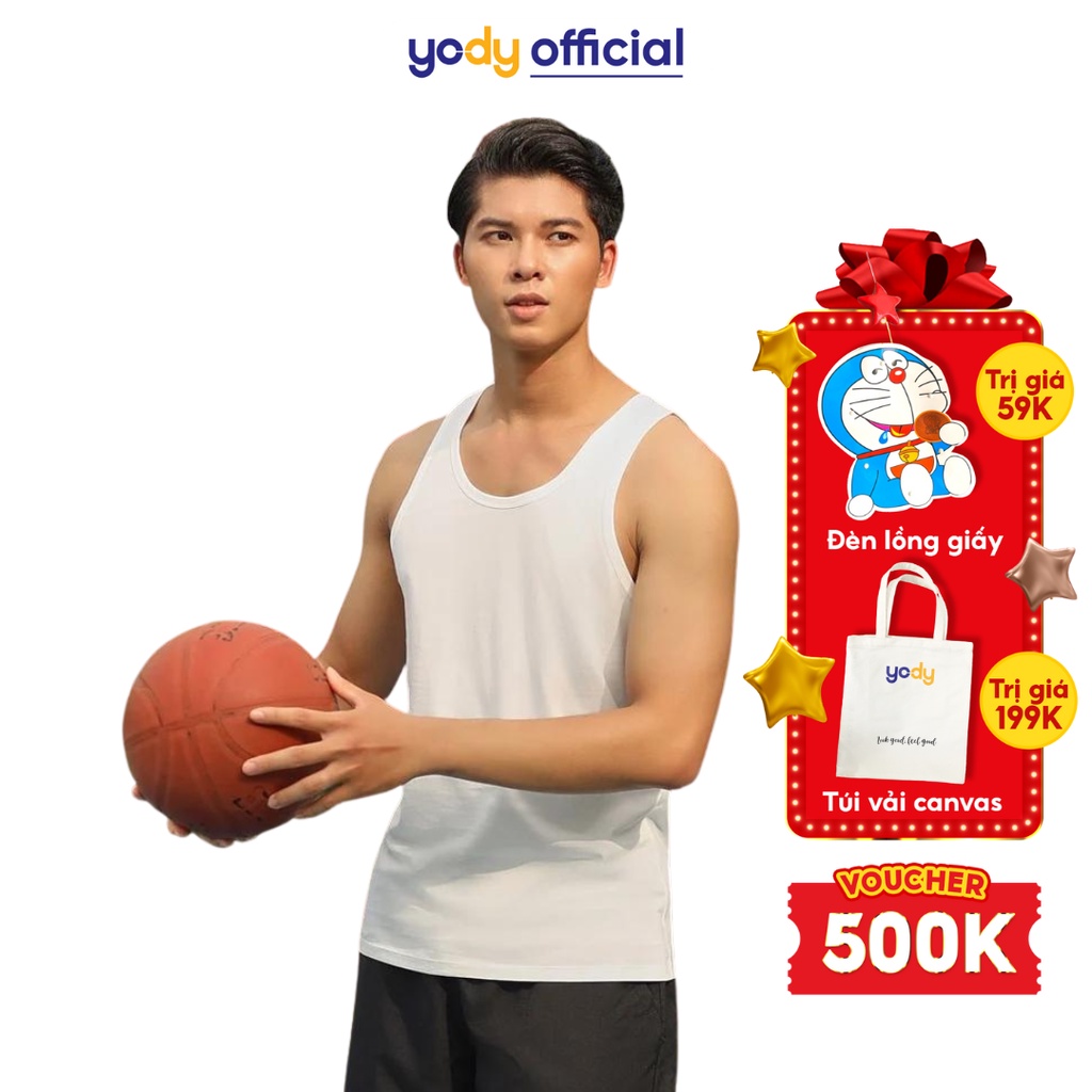 Áo ba lỗ nam Yody chất liệu cotton thoáng mát thấm hút mồ hôi MBL2