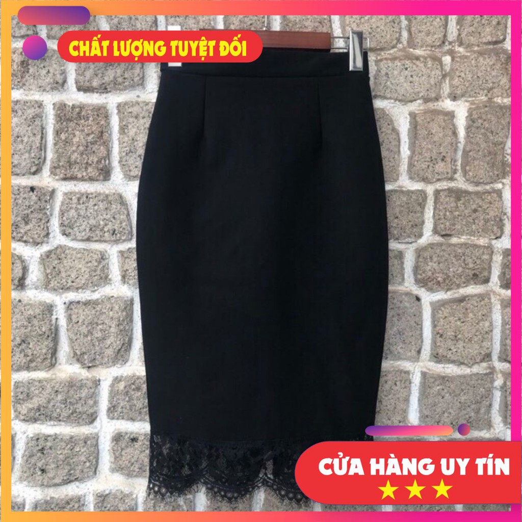 🌸 Chân váy bút trì phối ren se sau/ chân váy công sở