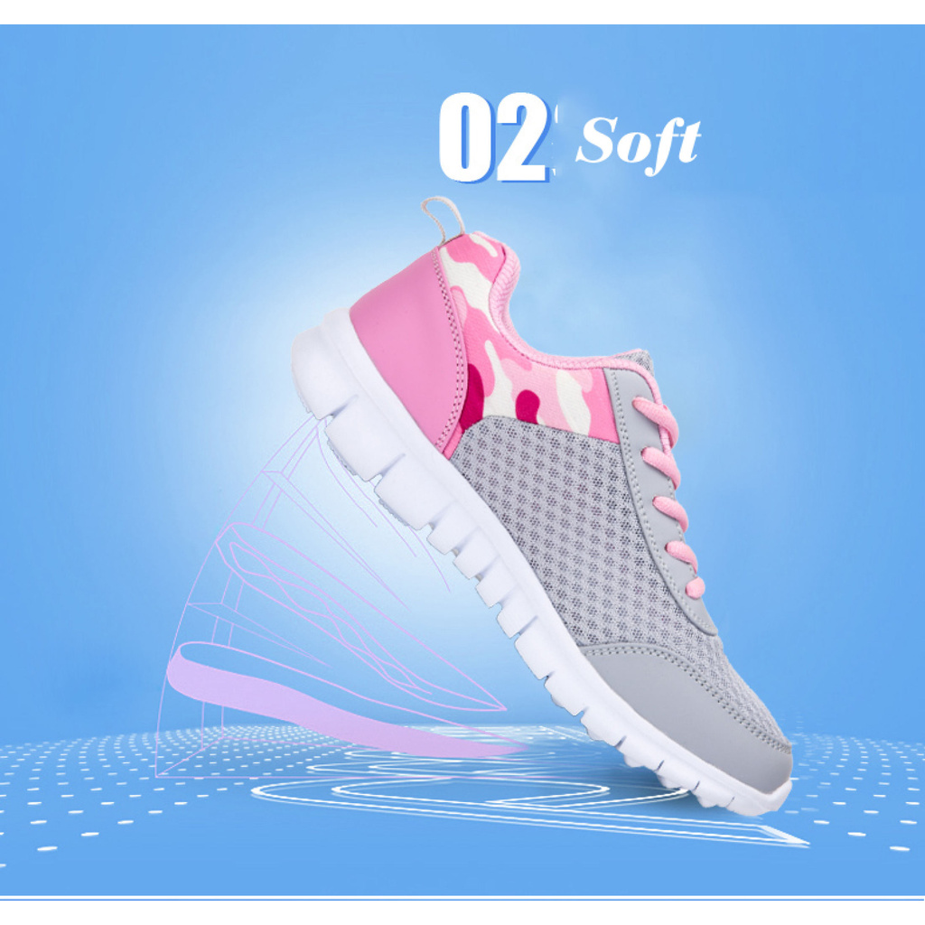 Dosreal Cho Nữ Bán Thoáng Khí Dành Cho Nữ Giày Tập Đi Sự Thoải Mái Nhẹ Giày Thể Thao Đơn Giản Phối Ren Nữ Giày Nữ-168