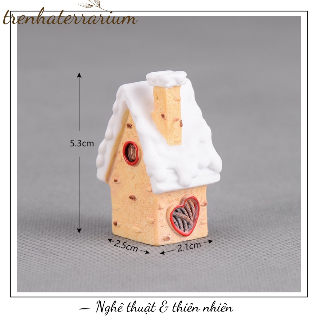 Tiểu cảnh ngôi nhà tuyết giáng sinh đồ trang trí người tuyết ngôi nhà kiểu biệt thự châu âu, terrarium