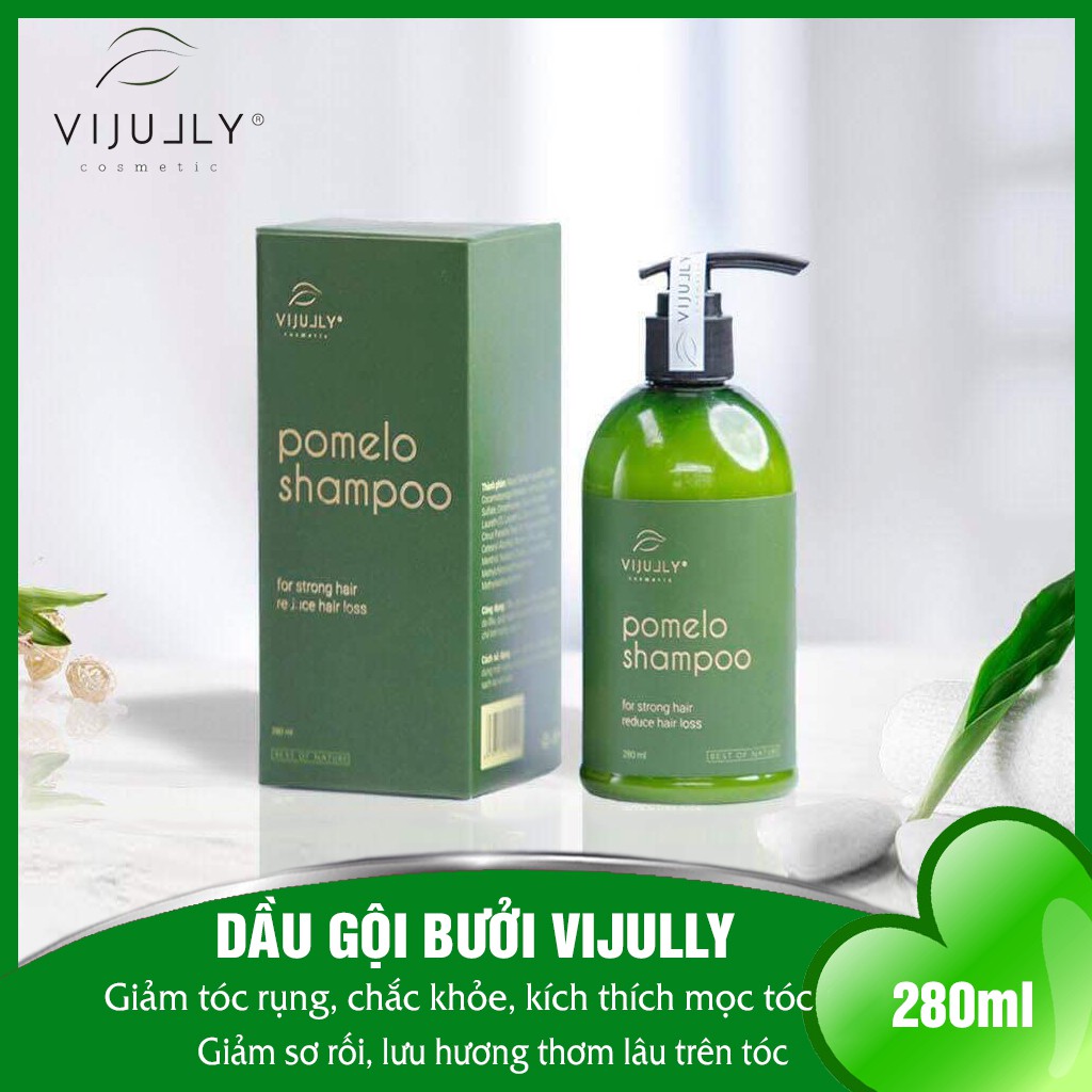Dầu gội Pomelo Shampo, Dầu Gội Bưởi Vijully Ngăn Gãy Rụng & Làm Dày Tóc Dành Cho Da Đầu Nhờn 280ml