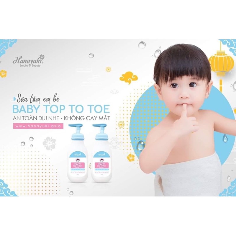 [Chính Hãng]Sữa tắm gội thảo dược cho bé Hanayuki Baby Top To Toe giảm rôm sảy làm sạch và dịu da