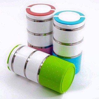 Cà men giữ nhiệt 3 tầng chấm bi