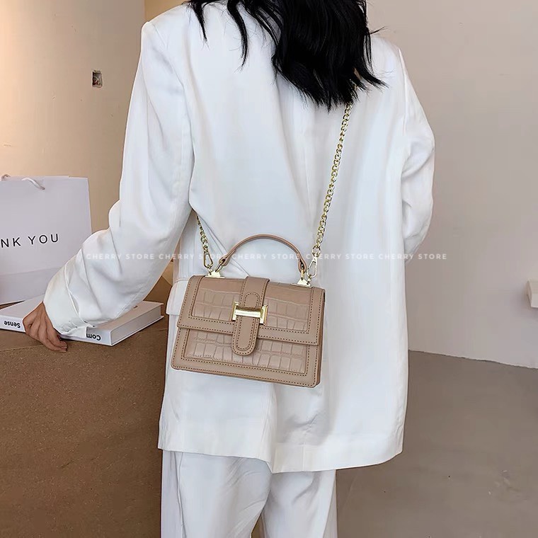 Túi đeo chéo nữ hàng cao cấp Hera Bag da cá sấu khóa chữ H cực sang chảnh