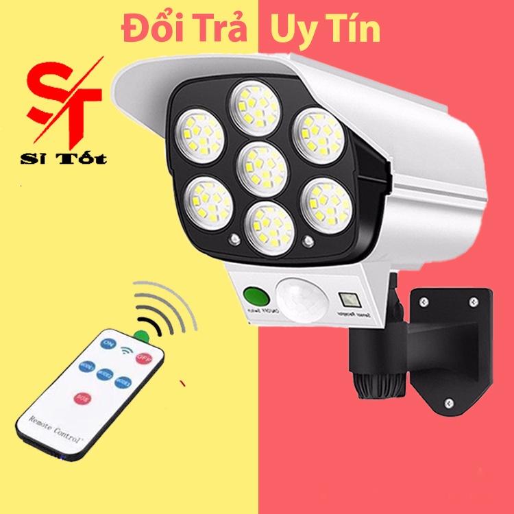 Đèn tích điện năng lượng mặt trời giả hình camera cảm biến chuyển động chống trộm 77 led 3 chế độ sá
