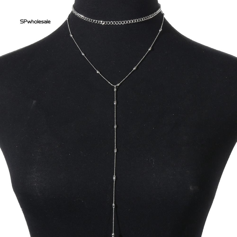 Dây chuyền choker nữ dáng dài hai lớp thời trang