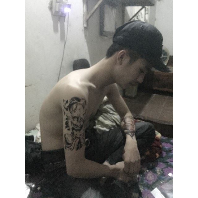 Hình xăm dán tatoo mặt quỷ - miếng dán hình xăm đẹp dành cho nam