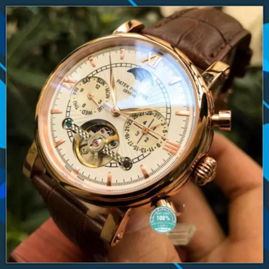 Đồng hồ Nam nút máy nhật, mặt trắng viền vàng, dòng cơ Automatic size 42mm , Đồng hồ thật giá trị thật
