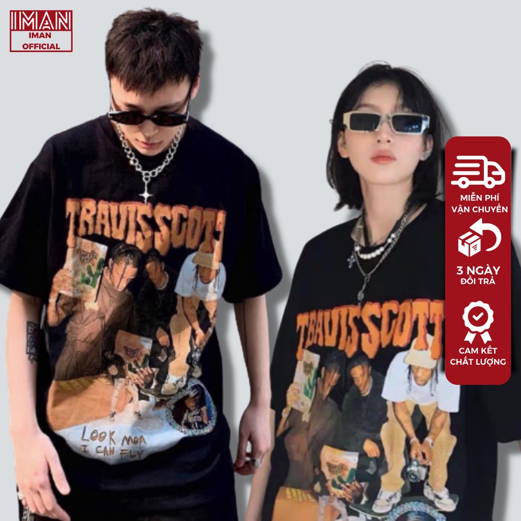 [ BỘ SIÊU TẬP IMAN CHÀO HÈ ] Áo Thun Travisscott Nam Nữ Form Rộng Unisex Áo Phông Chất Cotton Cao Cấp Top Trend Hè 2022