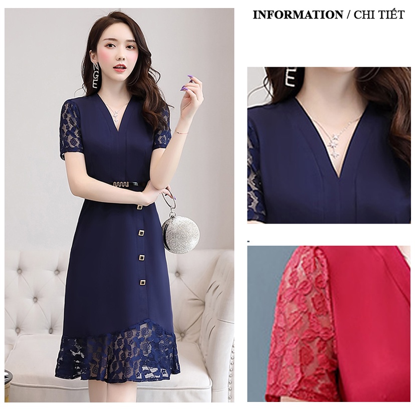 Đầm trung niên cho mẹ sang trọng phong cách công sở Hàn Quốc trẻ trung hiện đại hợp xu hướng HN02 - WB WOMAN & BEAUTY