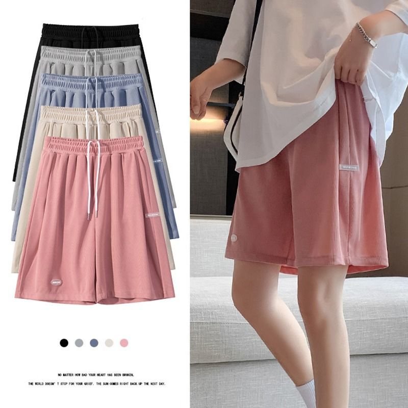 Quần Short Thể Thao Lưng Cao Ống Rộng Vải Lụa Mát Mỏng Thời Trang Cho Nữ