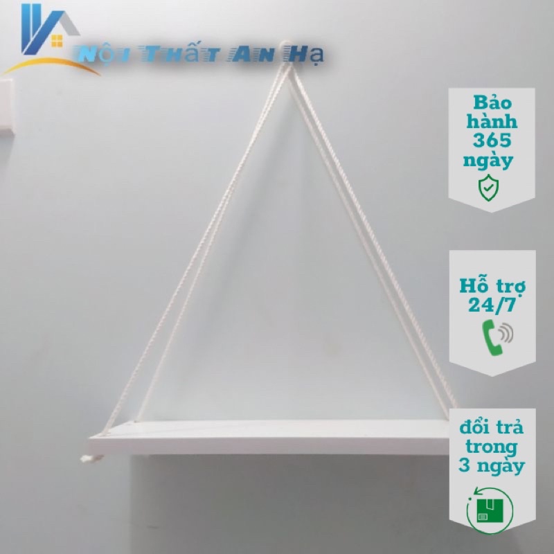 Kệ gỗ treo tường , Kệ treo dây Nội Thất An Hạ kích thước 30x10cm tặng kèm đinh và dây thừng