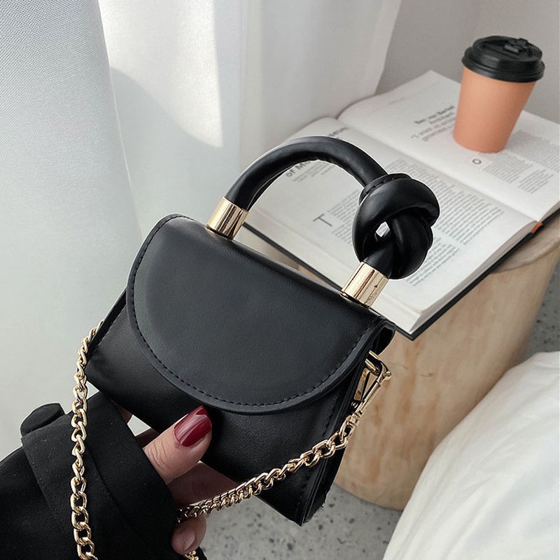Túi Xách Đeo Vai Hình Vuông Cỡ Nhỏ Phối Dây Đeo Sợi Xích Thời Trang Cho Nữ