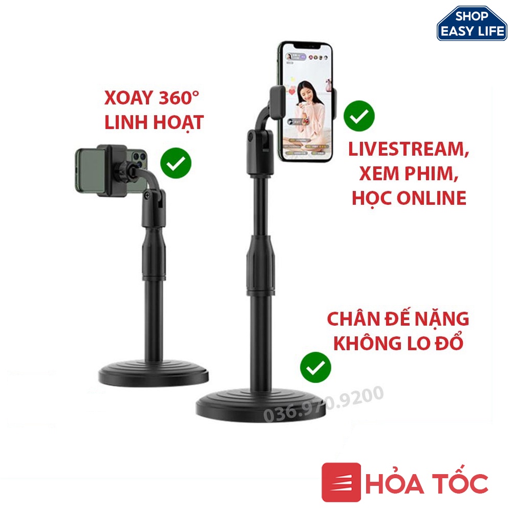 Giá đỡ điện thoại đa năng xoay 360 độ, chân đế nặng không đổ