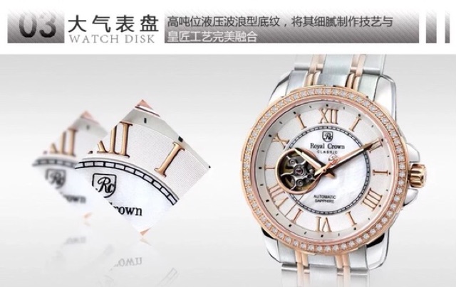 Đồng hồ nam Chính Hãng Royal Crown 8426ST-RG  vỏ vàng hồng