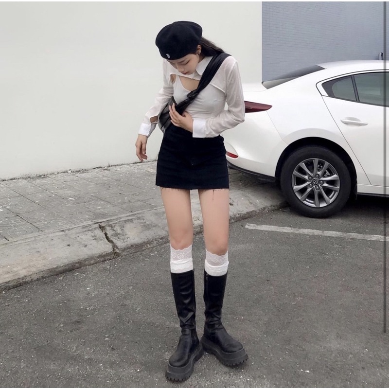 Áo croptop Chalin Trắng