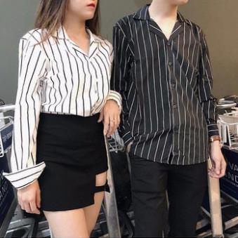 SALE _FREE SHIP 99K_Áo sơ mi Sọc Đen Trắng Nam Nữ Unisex HOT Nhất Vải Thái Bền Đẹp chống xù