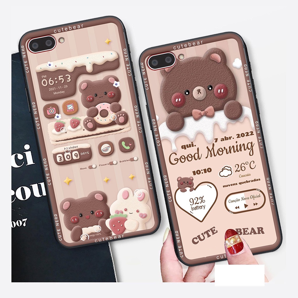 Ốp lưng Oppo A3S / A1K / A5 2018/REALME C1/C2  in hình Gấu nâu - hồng, Gấu Be@rick  cực CUTE, DỄ THƯƠNG