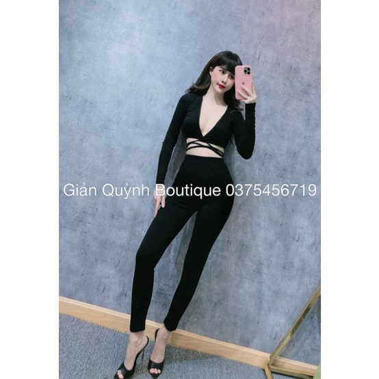 (có mút) set quần ống ôm áo cột dây | BigBuy360 - bigbuy360.vn