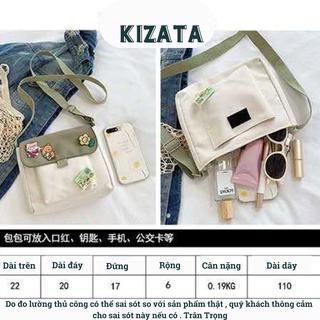 Túi vải tote đeo chéo thời trang giá rẻ trơn gắn hình cute s08