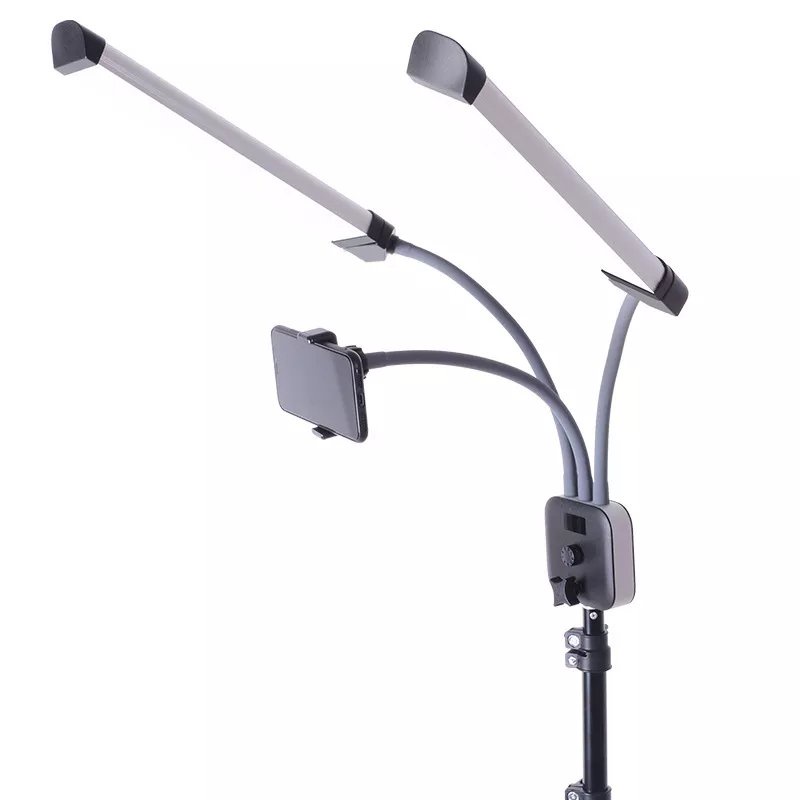 Đèn quay Tiktok 2 râu 3 màu LIVESTREAM chuyên dùng trong spa tattoo nối mi phun xăm trang điểm DOUBLE ARM LED