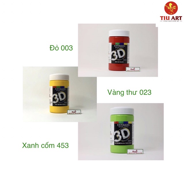 Set 12 Màu 3D-300ml Acrylic Cơ Bản