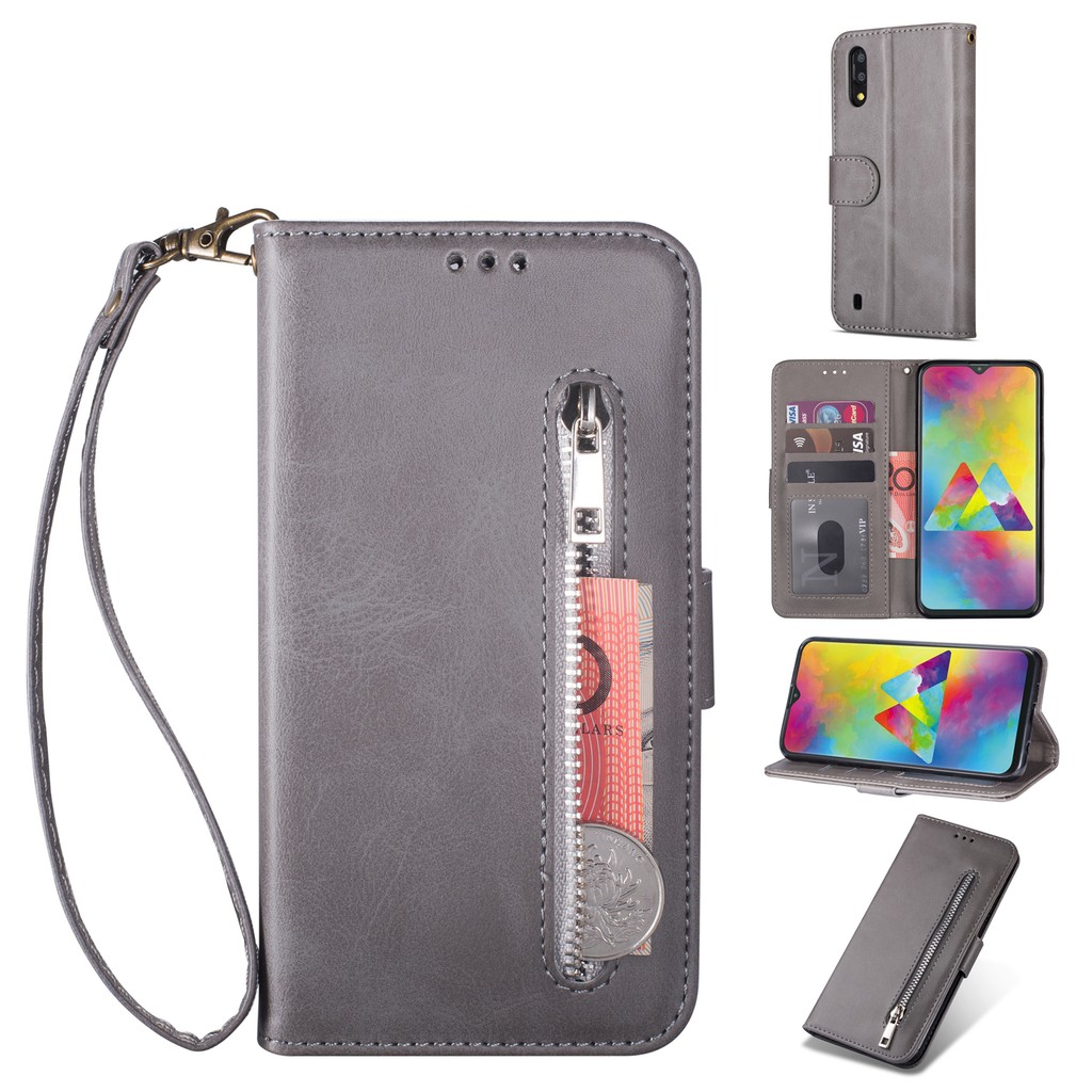 For Samsung Galaxy A70 A10 A50 A20 A30 Zipper Magnetic Fashion Leather Card Slot Flip Wallet Case Stand Cover | BigBuy360 - bigbuy360.vn