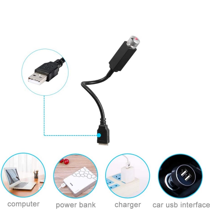 Đèn Led Usb Chiếu Hình Bầu Trời Đầy Sao Trang Trí Nội Thất Xe Hơi