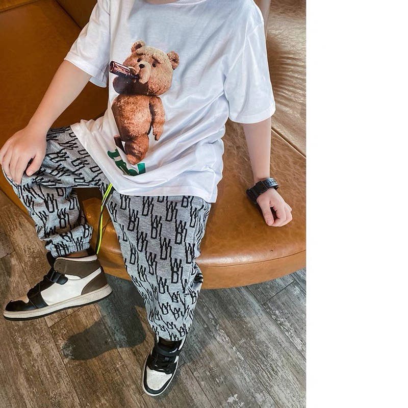 Áo thun tay lỡ hàn quốc hình gấu Teddy unisex cho bé ,Samyy_vn