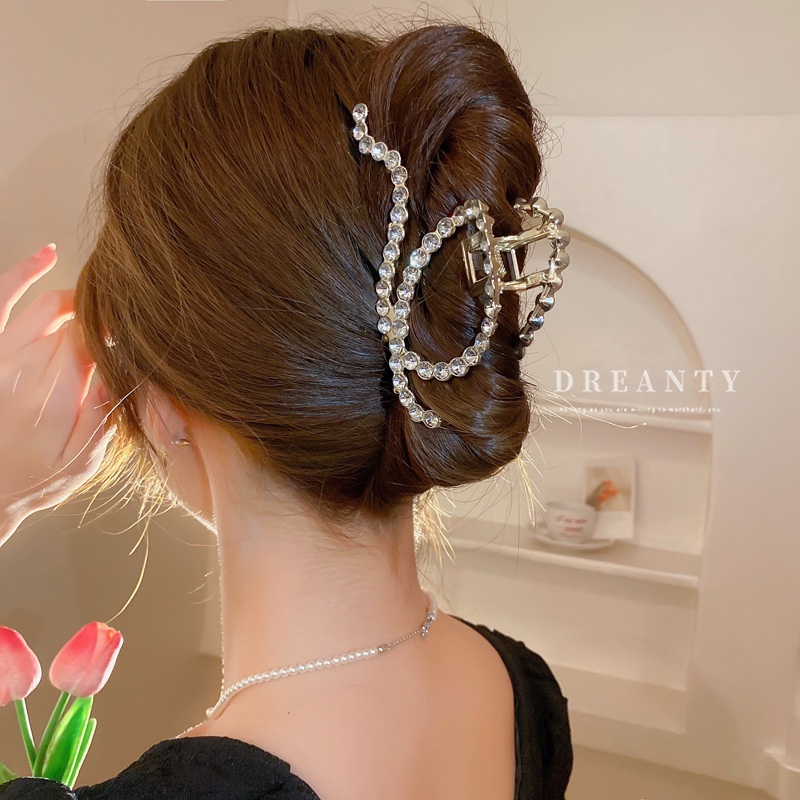 Kẹp Tóc Đính Kim Cương Giả Và Ngọc Trai Phong Cách Retro Thanh Lịch Thời Trang