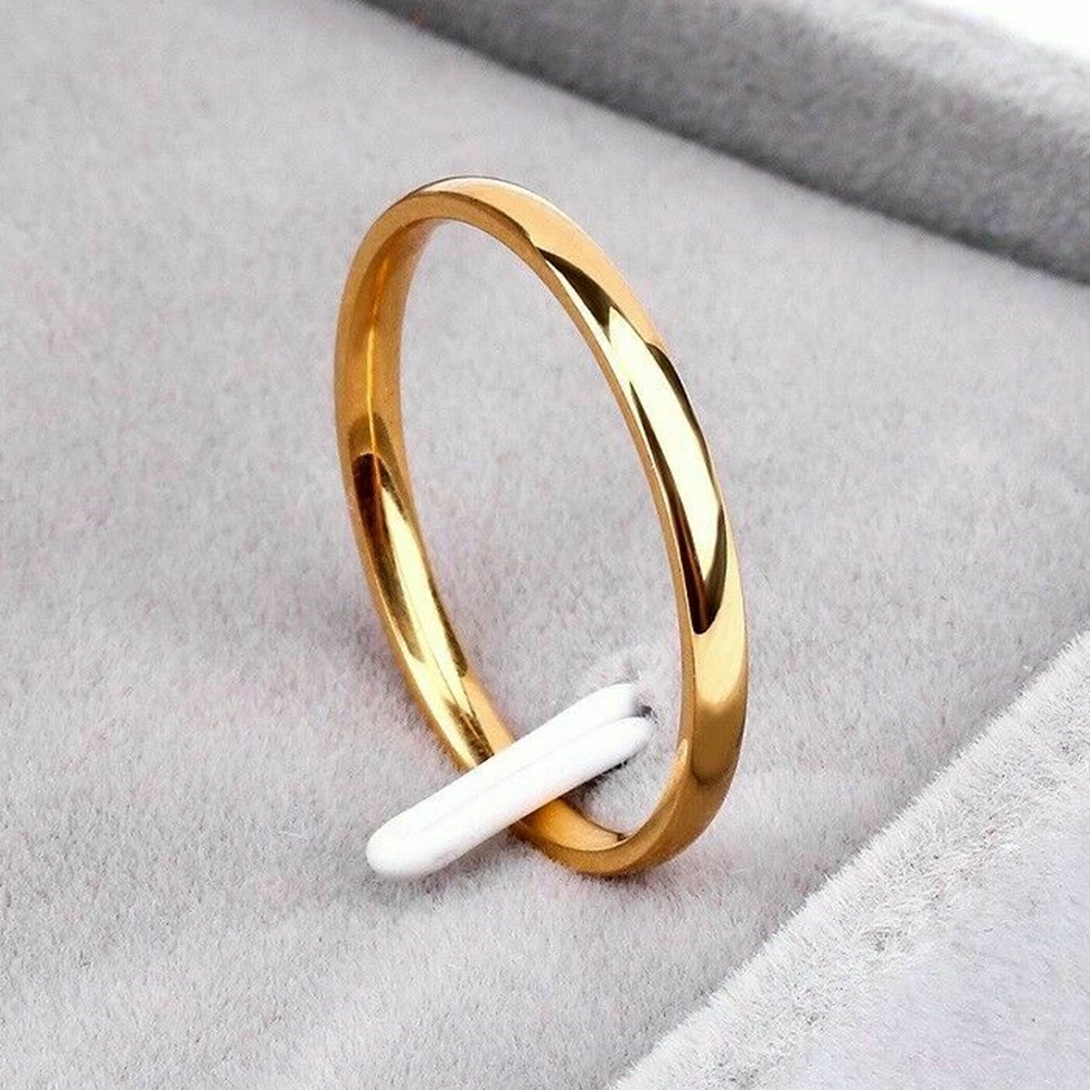 Nhẫn bản mỏng 2mm kích thước 3 - 10 thiết kế đơn giản phong cách punk dành cho bạn nữ