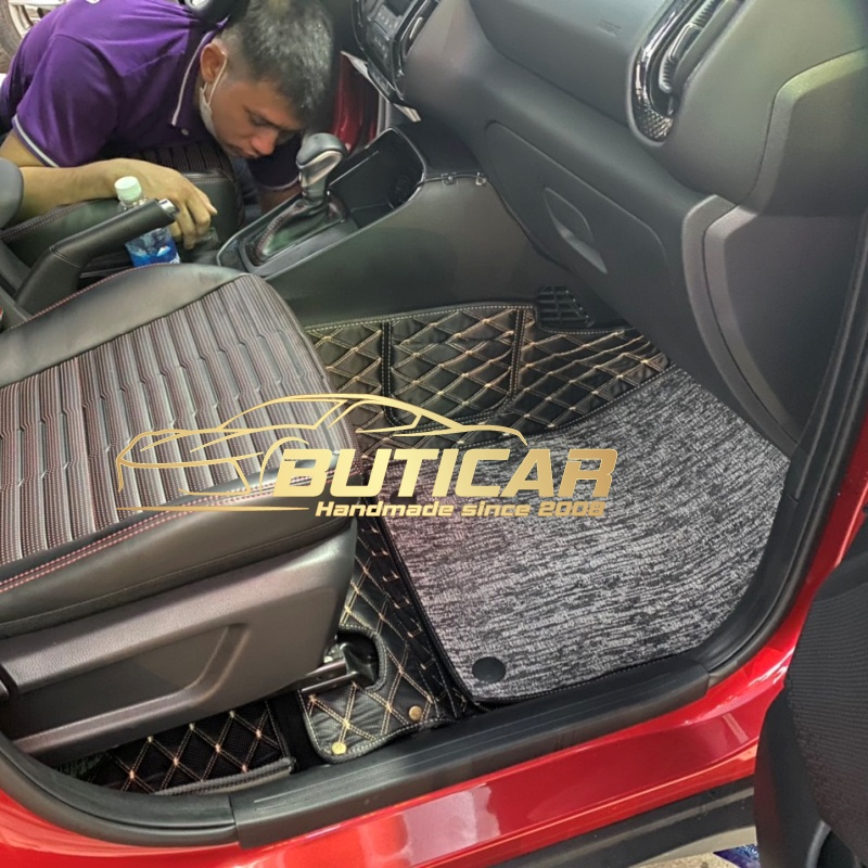 Thảm sàn Kia Sonet, lót sàn ô tô da carbon 6D thiết kế mới nhất không thấm nước, cào không rách