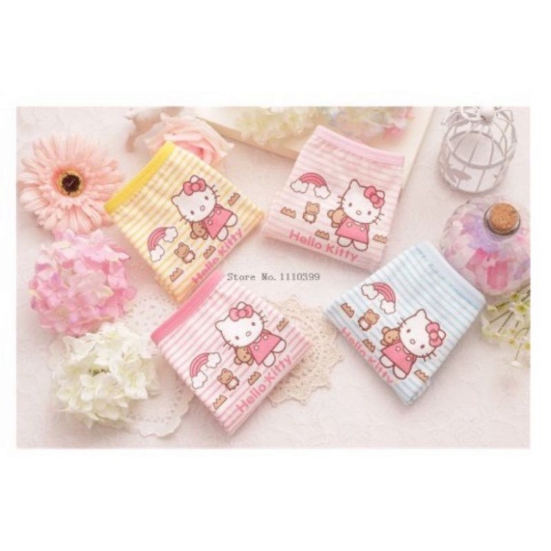 Vỉ 10 quần chip quần lót hello kitty cho bé 8 đến 18kg cotton thấm hút mồ hôi co dãn 4 chiều cả ngày thoải mái