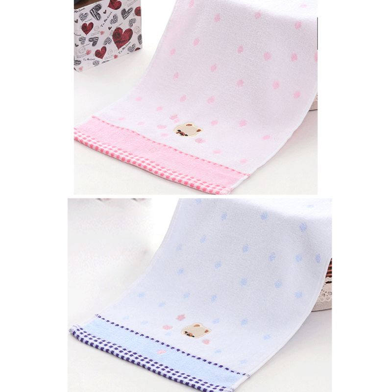 Khăn Tay Cotton Vuông 25x50cm Họa Tiết Gấu Hoạt Hình Cho Trẻ Mẫu Giáo
