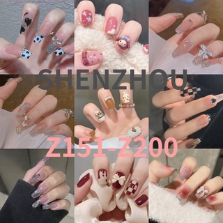 Z151-Z200 Set 24 Móng Tay Giả Đính Đá Phong Cách Pháp
