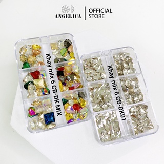 Khay Viên Đá Khối Nail Mix Đá Chân Bằng Nail 7 Màu Trang Trí Móng ANGELICA KCBDK