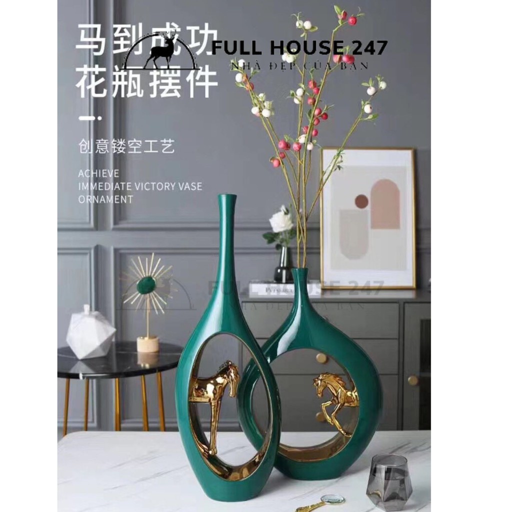 [ẢNH THÂT] Combo 2 Bình hút lộc phong cách hiện đại trang trí phòng khách kệ tivi tượng decor cao cấp mã đáo thành công